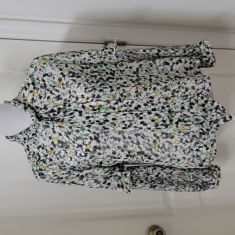 TOPSHOP Size 2 Floral Chiffon PussyBow Blouse w/ Accordion Pleat Sleeves
